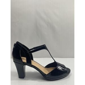 Easy Street Shoes Women's Size 11 Black Patent Flash Strappy Heel Sandals Dress